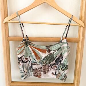 NWOT Super Natural by Secret Mission Crop Top Small Tropical Floral Smocked